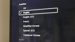 english subtitles selected on tv