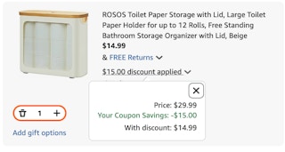 toilet paper storage Amazon receipt