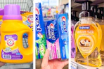 collage with arm & hammer, crest, and softsoap