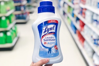 a bottle of lysol laundry sanitizer