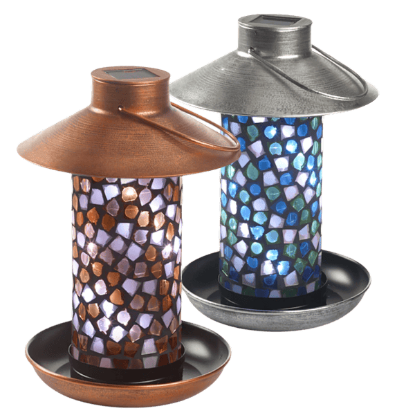 Mosaic Glass Solar Bird Feeder