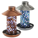 Mosaic Glass Solar Bird Feeder