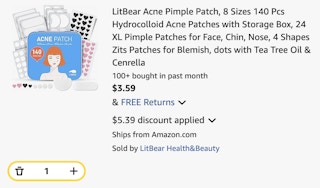 Pimple patches Amazon receipt