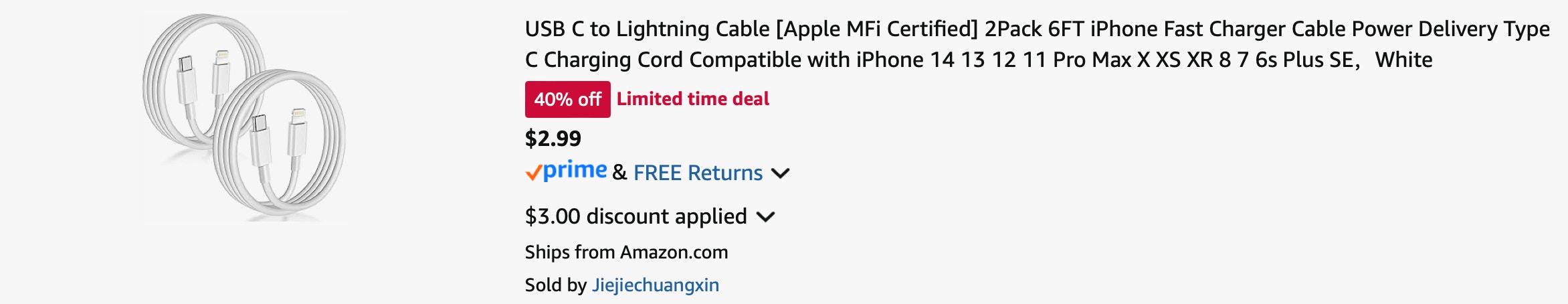 Amazon iPhone USB-C Lightning Cable 2025