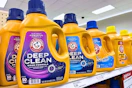 arm & hammer laundry detergent sitting on a target shelf