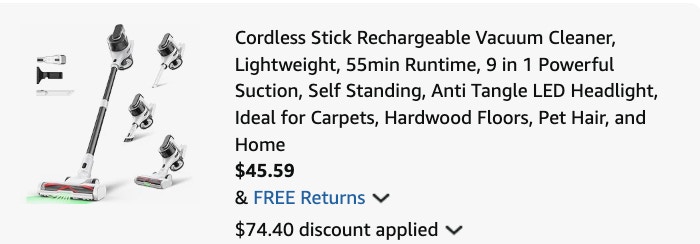 vacuum cleaner Amazon receipt