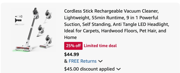 vacuum cleaner Amazon receipt