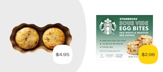 starbucks sous vide egg bites from Starbucks for $4.95 versus the same thing from Costco for $2.96