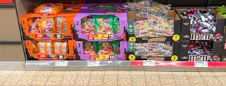 halloween candy on shelf at aldi