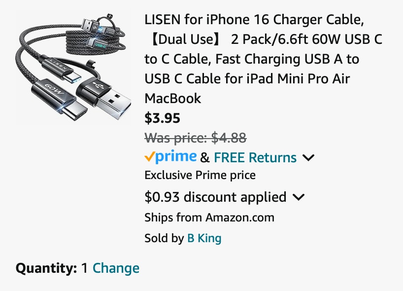 Amazon Dual iPhone Charger Cables 2024 2