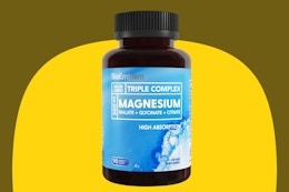 BioEmblem Triple Magnesium Complex on a yellow background.
