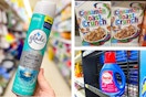 dollar general glade, cinnamon toast crunch, persil 3-photo collage