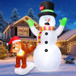 Inflatable Snowman with Puppy Dog