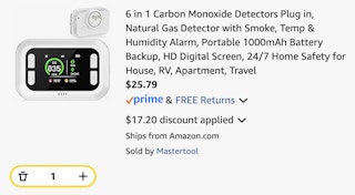 Carbon Monoxide Detectors Amazon receipt