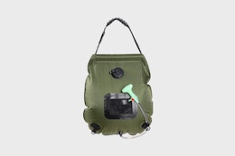 a shower bag on a grey background