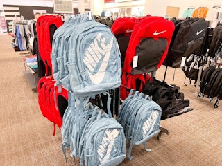 nike backpacks on hangers in store at kohl's