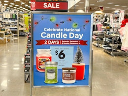 The candle day sale sign in Kroger