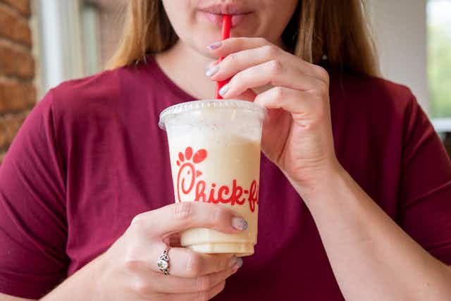 The Chick-fil-A Peach Milkshake Is Here — Prices & Discounts card image