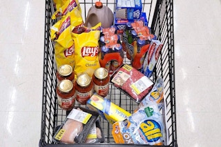 A cart of groceries at Safeway