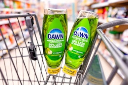 2 dawn ez-squeeze dish soaps in a cart