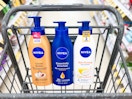 nivea lotions in a shopping cart