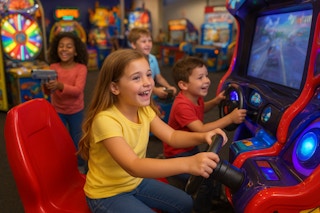 kids playing at chuck e cheese 
