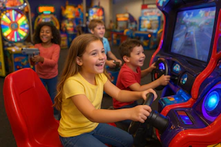 kids playing at chuck e cheese
