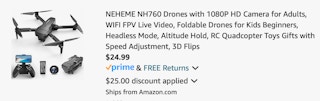 Foldable drone Amazon receipt