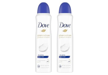 2 Dove Dry Spray Deodorants