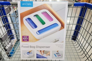 a food bag organizer in a cart