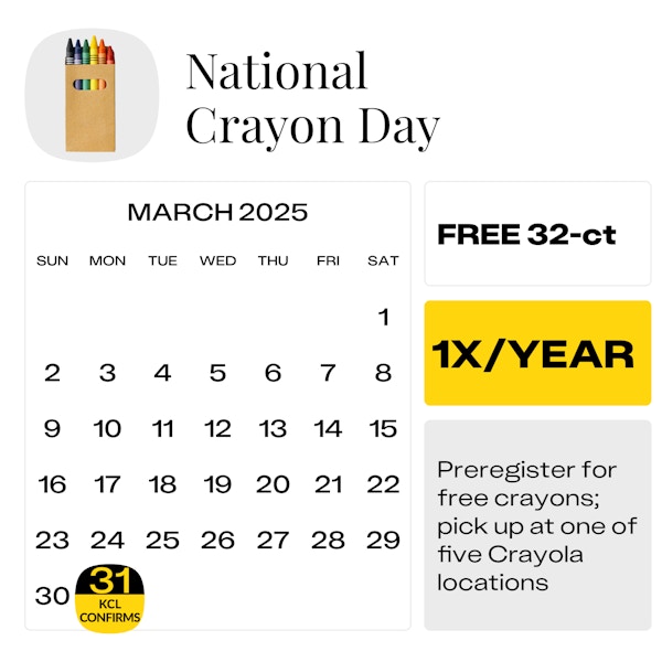 Free 32 Count Crayon Box for National Crayon Day 2025 Here's How