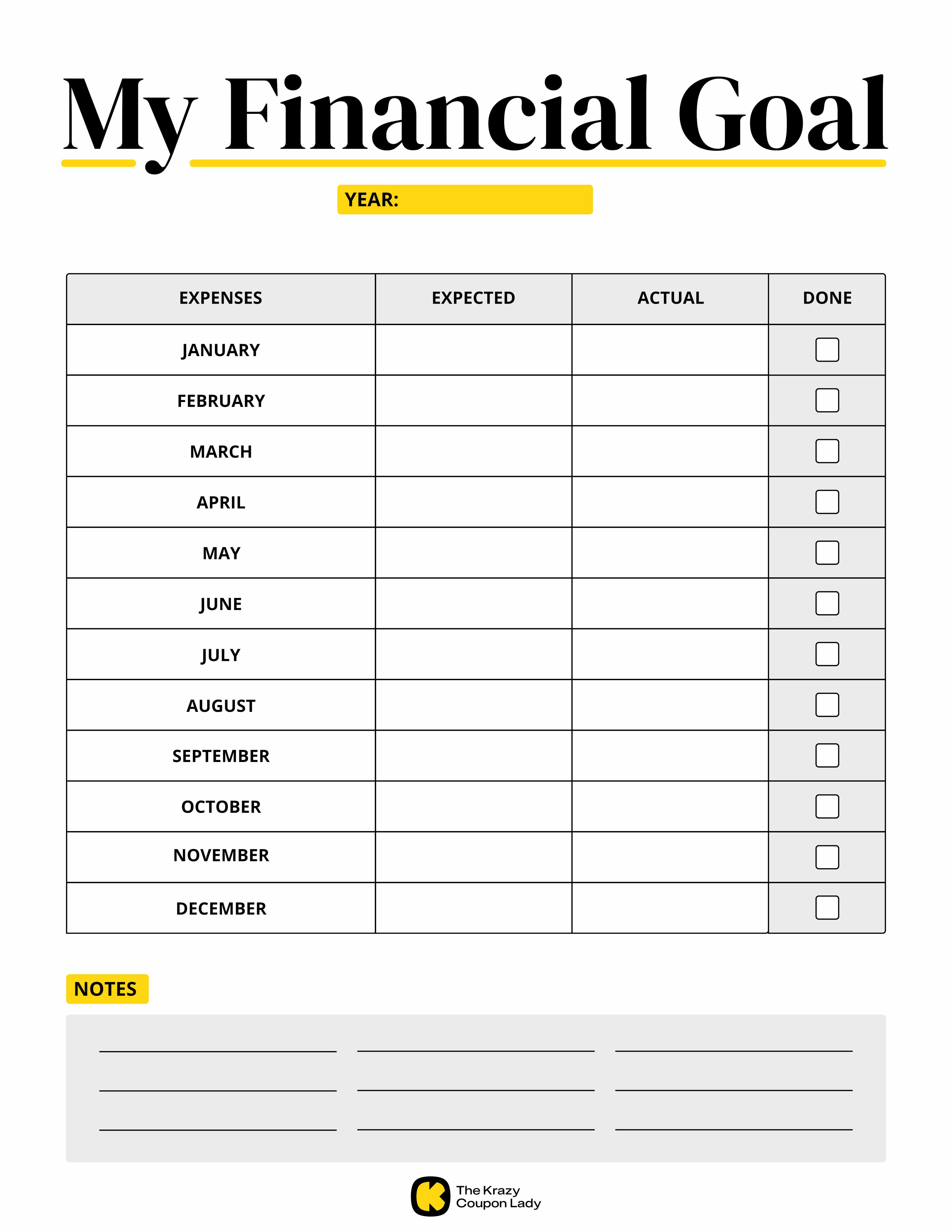 My Financial Goal printable