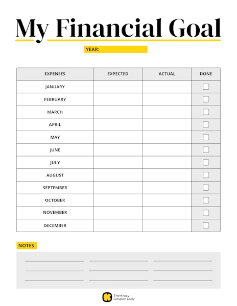 My Financial Goal printable