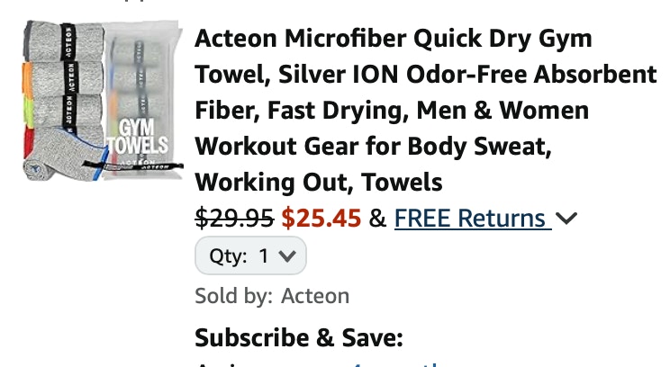 Acteon Microfiber Quick Dry Gym Towel