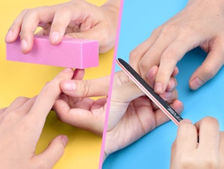 nails being filed and buffed