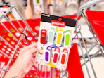 hand holding a pack of goodcook magnetic bag clips in front of a target cart