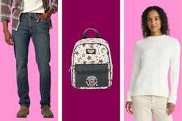 Men's Levi jeans, Stranger Things Mini backpack, white sweater