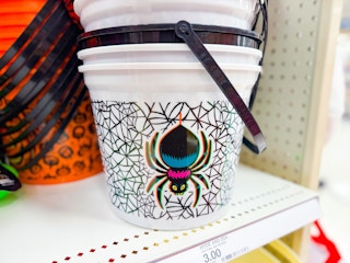 target halloween pail sitting on a target shelf