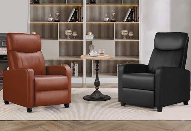Faux Leather Adjustable Recliners, $99 at Walmart (Reg. $300) card image