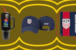 fifa branded tumbler, hat, and backpack