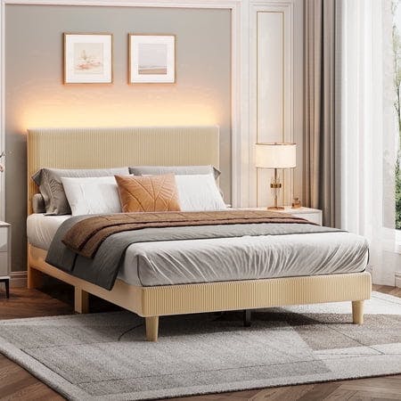 Corduroy Upholstered Full Bed Frame