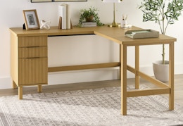 natural wood fluted desk