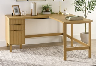 natural wood fluted desk