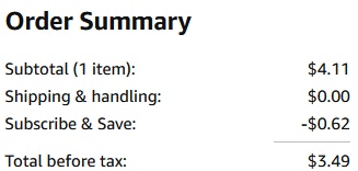 an amazon order summary ending in $3.49