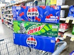pepsi mountain dew soda in walgreens cart