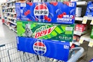 pepsi and mtn dew 12-packs in a walgreens shopping cart