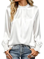 Women's Mock Neck Satin Blouse