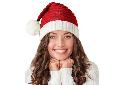 Adult Red Knitted Santa Hat