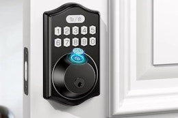 This $80 keyless Entry Door Lock Handle Set Drops to $46.99 on Amazon card image