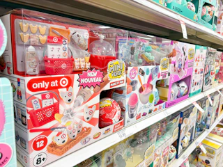 mga miniverse toys sitting on a target shelf